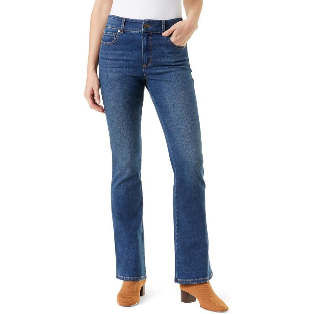 Women's High Rise Boot Cut Jeans Tummy Control Stretch Denim with Pockets